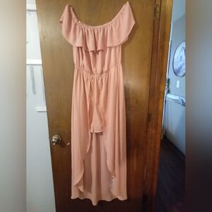 Guess Off-Shoulder Skort Dress in Peach